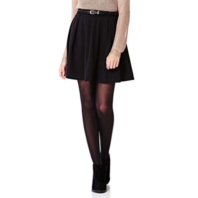Yumi black Flared Belt Skirt